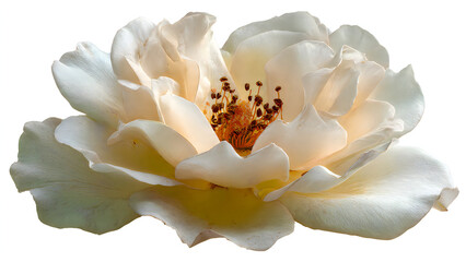 Fototapeta premium Elegant white rose with delicate petals and soft yellow center