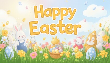 Fototapeta premium Happy Easter banner 