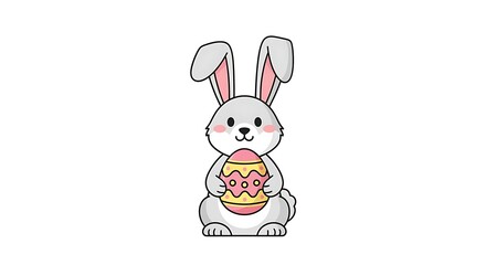 Fototapeta premium Easter bunny holding decorated egg