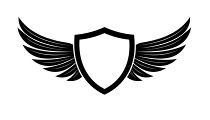 Obraz premium A shield icon with wings on a white background