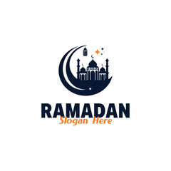 Ramadan Moon Lantern Mosque Vector