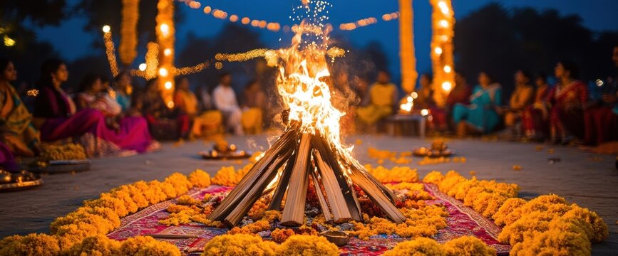Vibrant Holika Dahan Celebration - A Bonfire of Tradition and Community.