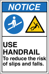 Fototapeta premium Safety sign NOTICE Use handra...