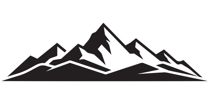 Minimal Black Mountain Range Silhouette Illustration.
