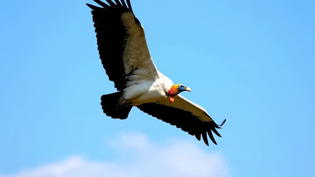 Bird Flying in Clear Blue Sky.