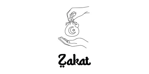 Fototapeta premium Zakat Charity Giving Illustration with Helping Hands Vector Design.