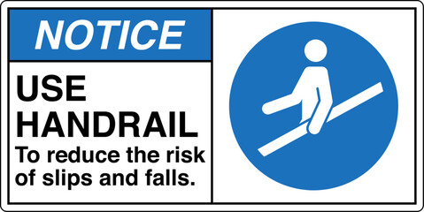 Safety sign NOTICE Use handra...