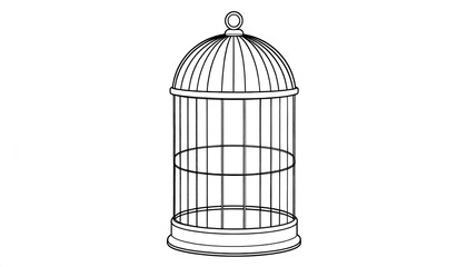 A simple line drawing of an empty birdcage (3)