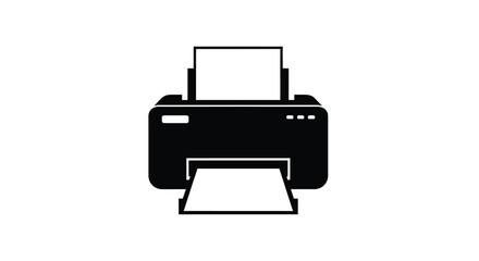 Fototapeta premium Black silhouette of a printer ejecting paper minimalist design silhouette