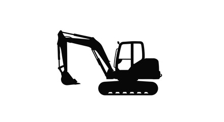 Black excavator machinery illustration a dramatic silhouette © md