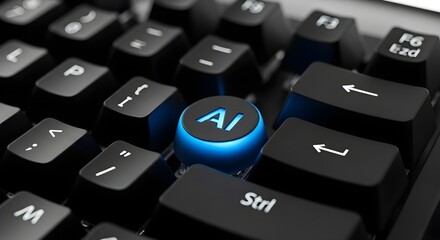 Artificial Intelligence Concept with Highlighted AI Key on Computer Keyboard