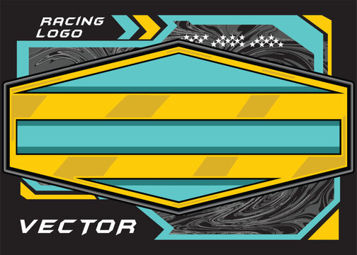Outline and painted racing logo. Isolated in black background, for t-shirt design, ness purposes.