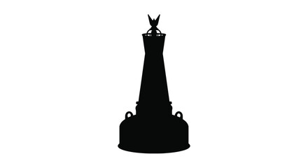 A stark black rook chess piece stands prominently a bold silhouette © md