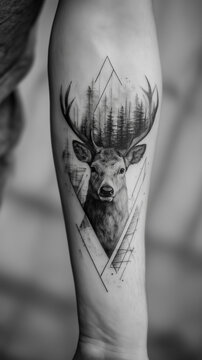 Fine Line Nature Tattoo Design Close-Up