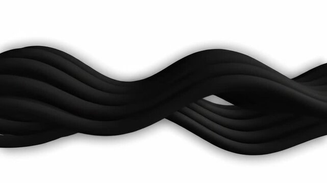Black Twisted Rope on White Background.