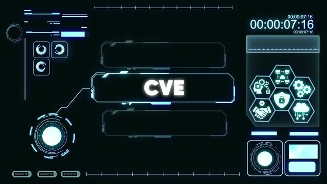 Futuristic C V E Cybersecurity Interface with Neon Blue H U D on Dark Background for Tech and Innovation Projects
