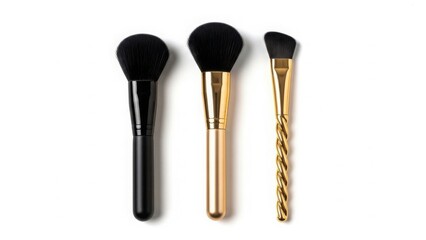Collection of high-quality makeup brushes with elegant handles