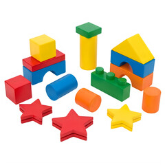 Obraz premium A collection of colorful blocks and shapes isolated on transparent background