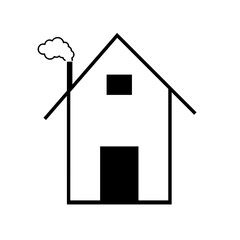 vector house icon,  smoke, chimney 