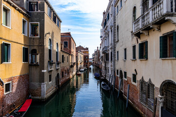 View of the canals of Venice (Italy)