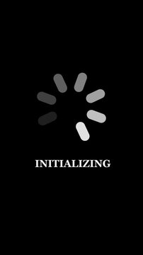 Loading wheel dots spinning with initializing text looped animation.Animated circle loading icon concept.