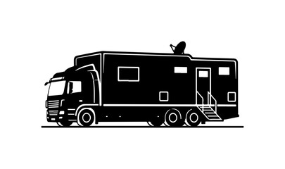 Black Camper Van Silhouette Vector Art
