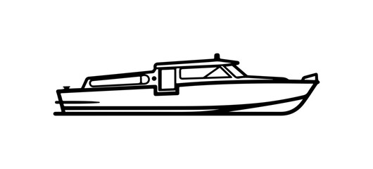 Black Vector Motorboat Silhouette