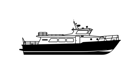 Fototapeta premium Modern Passenger Boat Vector Silhouette