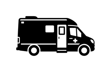 Ambulance Vector Icon Black Silhouette