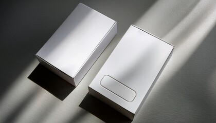 elegant white product packaging mockup with custom insert and shadow play perfect for modern tech or luxury goods unveiling