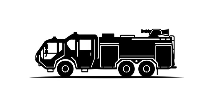 Black Fire Truck Vector Silhouette