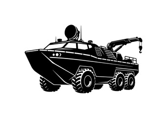 Black Tow Truck Vector Silhouette