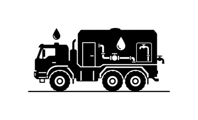 Black Vector Wastewater Treatment Truck Silhouette