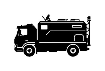 Black Vector Emergency Service Truck Silhouette