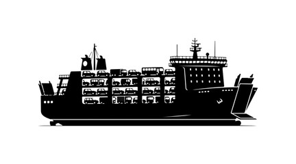 Obraz premium Modern Cargo Ship Vector Silhouette