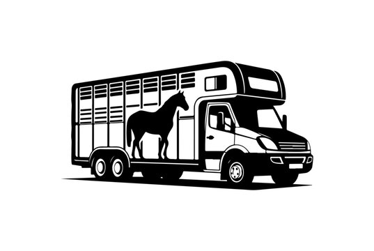 Horse Transport Truck Vector Illustration