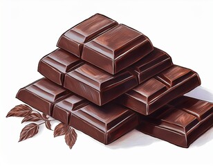 dark chocolate bar isolated on white background made with generative ai