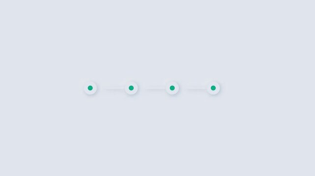 Minimalist UI element with four glowing green dots linked on a light grey background, indicating progress, steps, or navigation in digital designs
