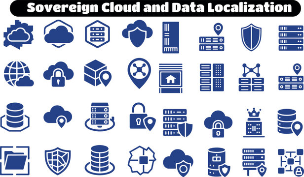 Collection of icons representing sovereign cloud and data localization concepts