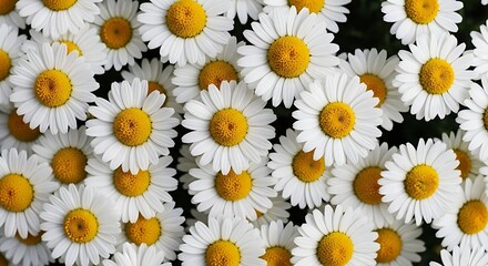 Fototapeta premium Pattern of Vibrant White Daisy Flowers with Yellow Centers for Nature Beauty and Spring Floral Backgrounds daisy flower nature spring floral