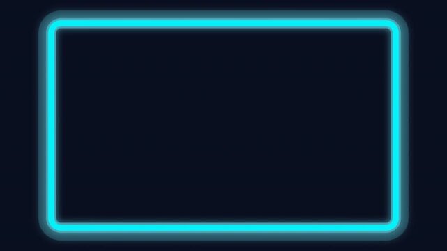 A simple glowing rectangular frame with a neon blue outline against a dark background