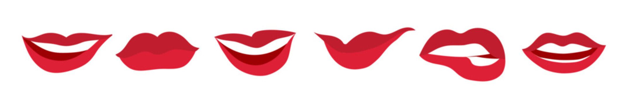 Vector mouth kiss lip red woman icon lipstick, Sexy makeup flat shape lips design expression