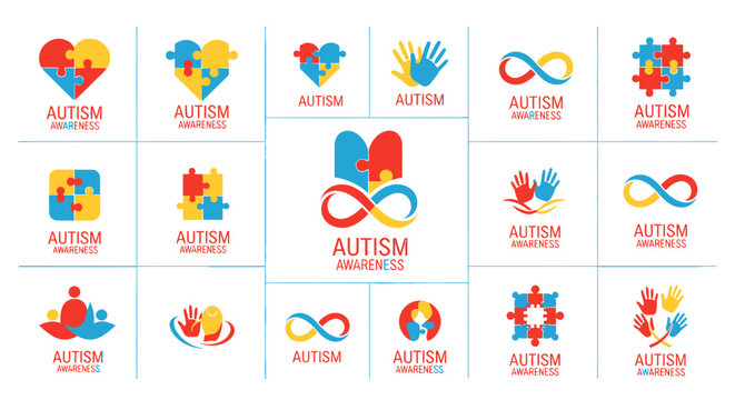 Autism Awareness Logos and Symbols Collection.