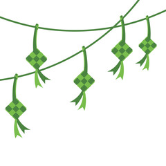 Ketupat Decorations Hanging on a Line