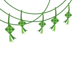 Ketupat Decorations Hanging on a Line