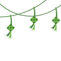 Ketupat Decorations Hanging on a Line