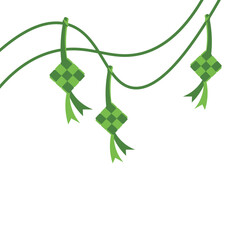 Ketupat Decorations Hanging on a Line