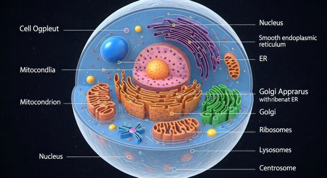 Detailed illustration of animal cell organelles