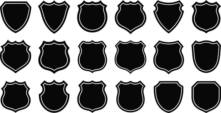Variety of Blank Shield Shapes for Logos and Badges