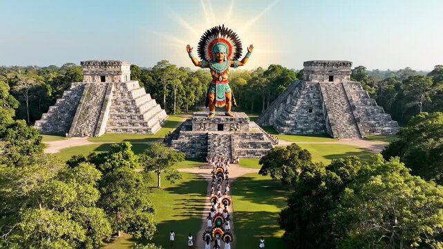 Ancient Mayan Pyramids in Chichen Itza, Mexico, Majestic Structures.